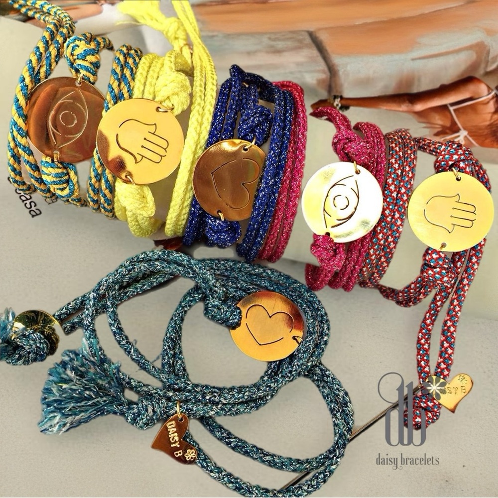 Colorful Braided Bracelets with Gold Charms